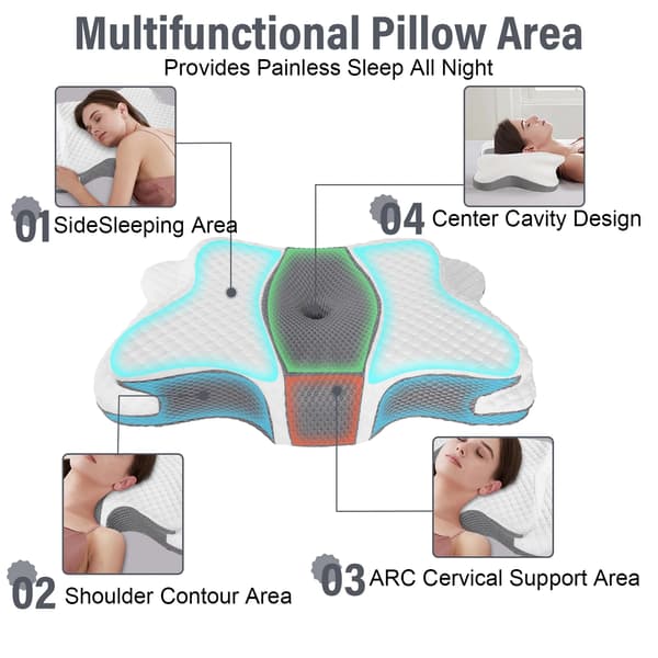 Nackkudde, Ergonomisk Design, Memoryskum Komfort, VIT