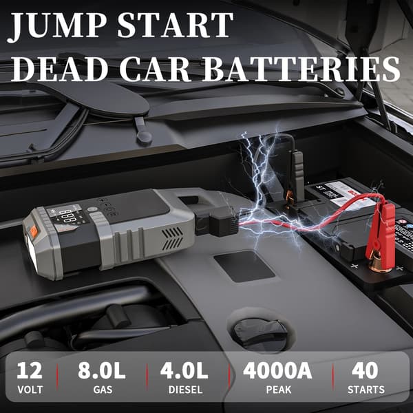 Bil Jump Starter, 4000A Spidsstrøm, 10000mAh Batteri,CYD21