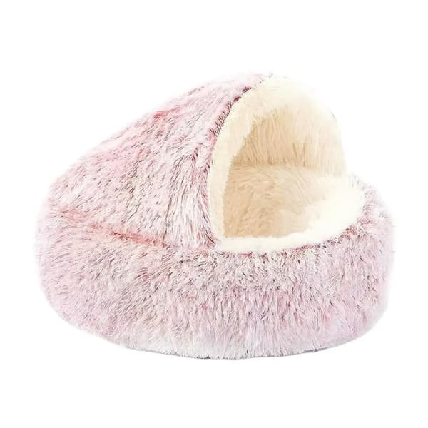 Kattebed, Blødt Materiale, Halv-Lukket Design,Pink