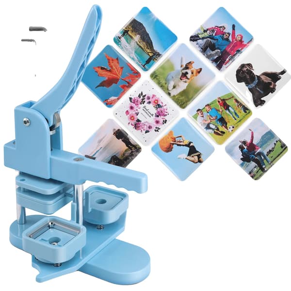 Knappmakeri Kit, Inkluderar 100 Nålbackar, Användarvänlig Drift, Blå