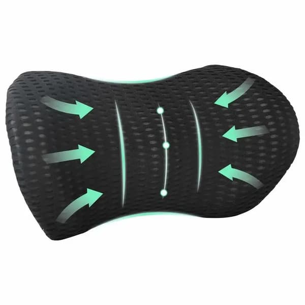 Ergonomisk Rygpude, Hukommelsesskum Støtte, Åndbart Mesh Betræk,Sort