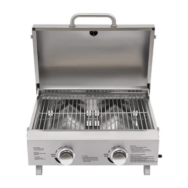 Gasolgrill, 2 brännare, bärbar design,Silver