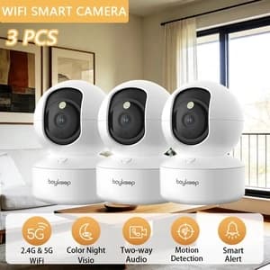 Inomhus säkerhetskamera, 3MP upplösning, dual-band WiFi-anslutning,3PCS