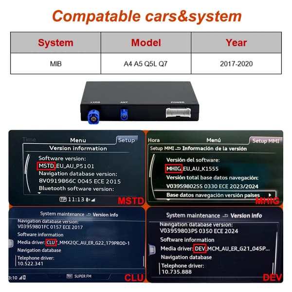 CarPlay og Android Auto Modul, Trådløs Forbindelse, Nem Installation,Til Audi A4 A5 Q5L Q7