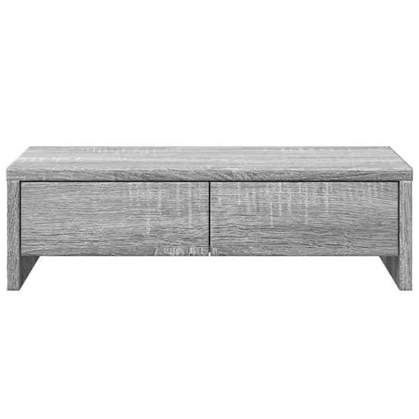 Monitorstand, Dobbelt Opbevaringsskuffer, Ergonomisk Design,Gris