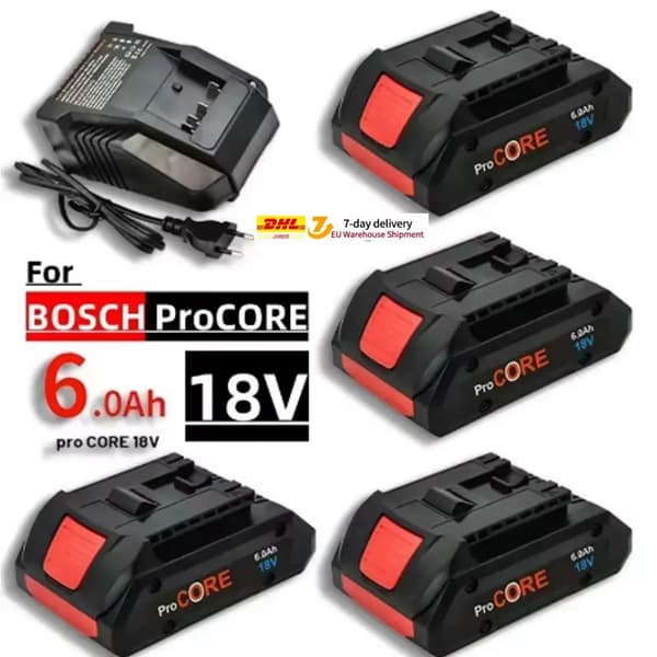 Batteri, 6.0Ah kapacitet, 18V spænding,6.0Ahx4 Opladerx1