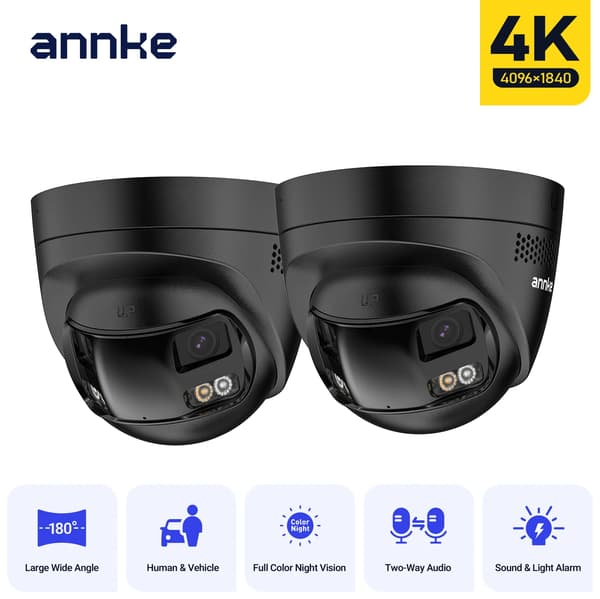 Säkerhetskamera, Dubbelobjektiv, 180° Vidvinkel,2PC Typ1