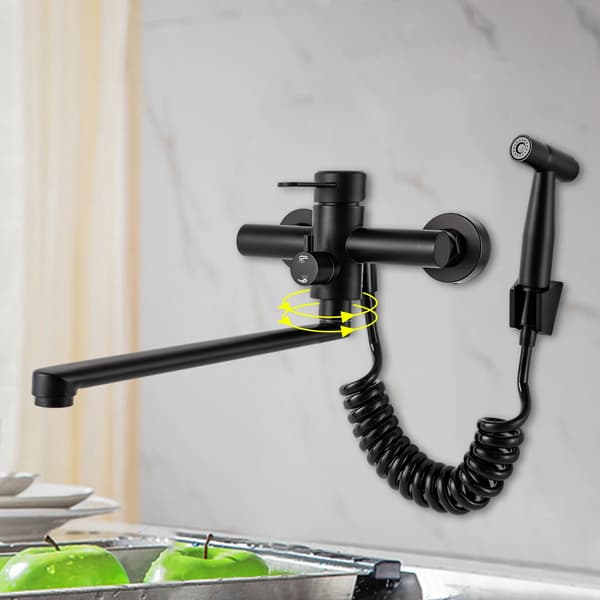 Køkkenvandhane, Multifunktionel Spraypistol, 360° Rotérbar,sort
