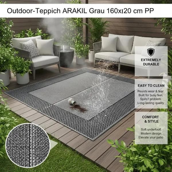 Udendørs tæppe, PVC-materiale, gummibagside,Gris