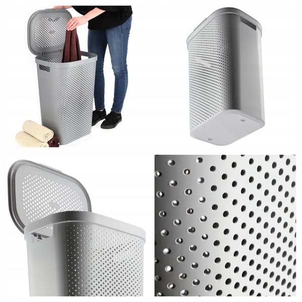 Vasketøjskurv, Holdbart Materiale, Letvægtsdesign,GRÅ