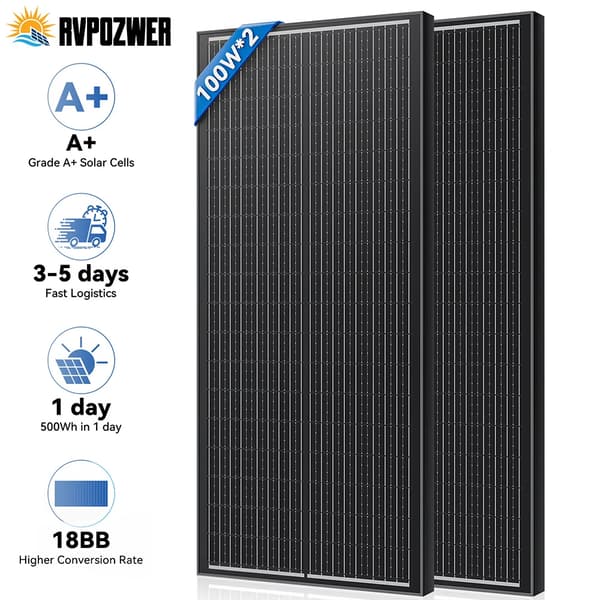 Solpanel, Hållbar Konstruktion, Hög Effektivitet,100W 2Pcs