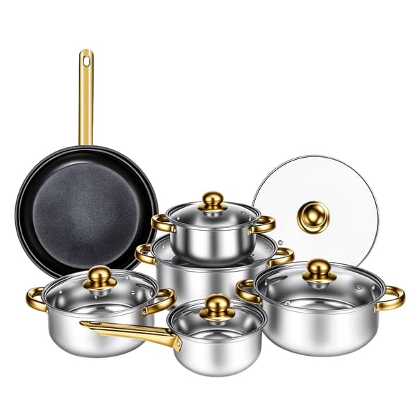 Køkkengrej Sæt, 12-Styk, Nonstick og Induktionskompatibel,12 Styk