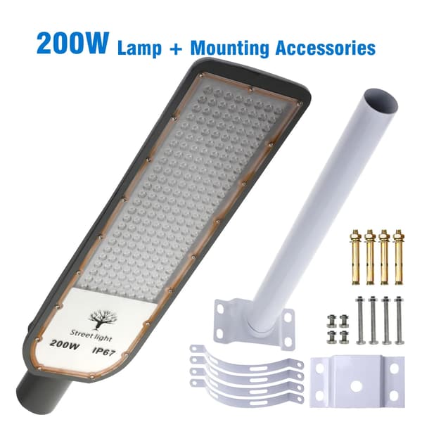 LED Gatubelysning, Vattentät, Hög Luminös Flöde,200W + Installationsaccessoarer