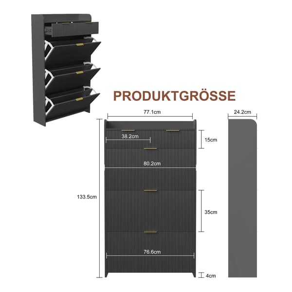 Sko Rack, Moderne Design, God Plads,Sort C 77x24x133cm