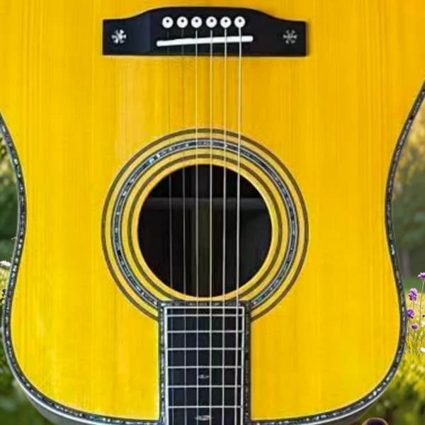 Gitarr, Fast Bro, Högerhänt Orientering,GUL