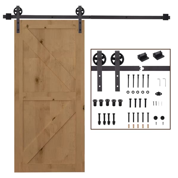 Skydedør Hardware Kit, Kompatibel med Trædøre, 100 kg Kapacitet,Sort
