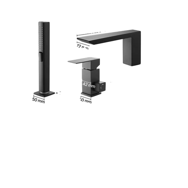 Badkarskran, 3-hålsinstallation, hög vattenflöde,Narrow Black