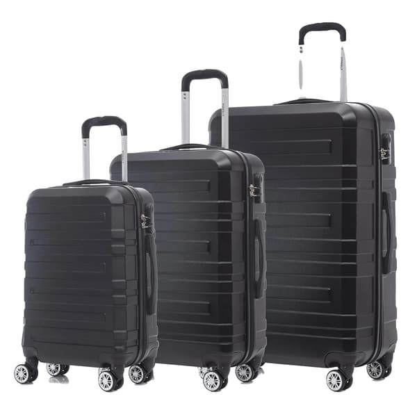Bagagesæt, TSA-lås, Letvægts og Holdbart,Sort (20 + 24 + 28 tommer)