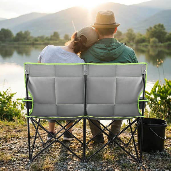 Dubbel Campingstol, Bärbar Design, Kraftig Ram,armégrön