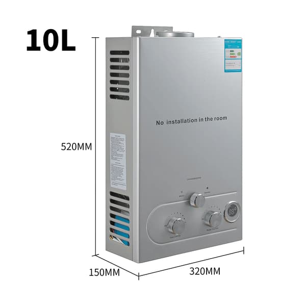 LPG-vesilämmitin, välitön lämmitys, seinälle asennettava,10L