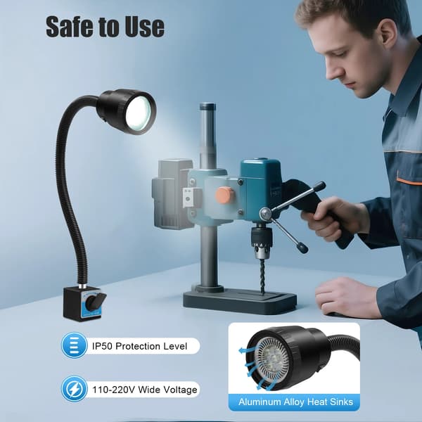 LED Arbejdslampe, Magnetisk Base, Fleksibel Slange,Sort Blå