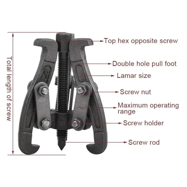 Gear Bearing Puller Værktøj, 3 Kæbe Konfiguration, 1 Ton Arbejdstryk