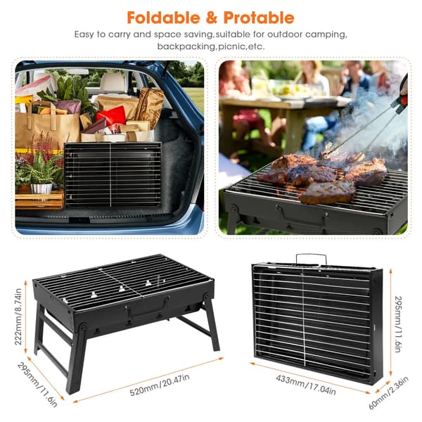 BBQ Grill, Foldbart Design, Bærbar og Kompakt,sort