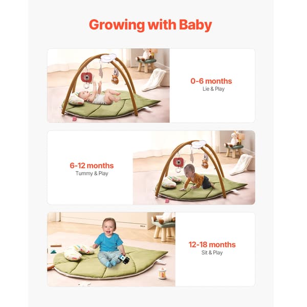 Babylekmatta, 6 sensoriska leksaker, överdimensionerad bladformad design,6 Leksaker