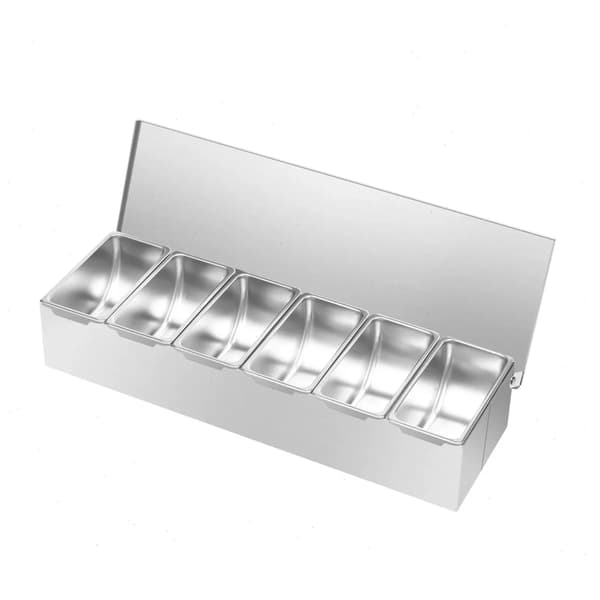Køkkenorganisator, Rustfrit Stål, 6 Rum Design,Sølv