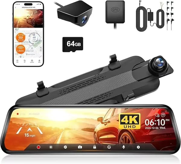 Dashkamera, 4K videokvalitet, dubbla linser, GRATIS 64G TF, HW-KIT INGÅR