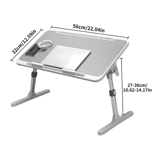 Seng Tray Bord, Justerbar Højde, Sammenklappeligt Design,LYS GRÅ