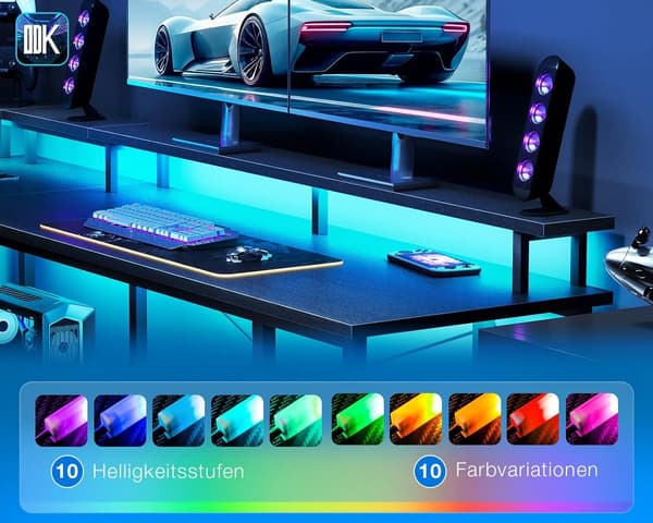 Gamingbord, Vendbart Design, Integreret Strømforsyning,sort