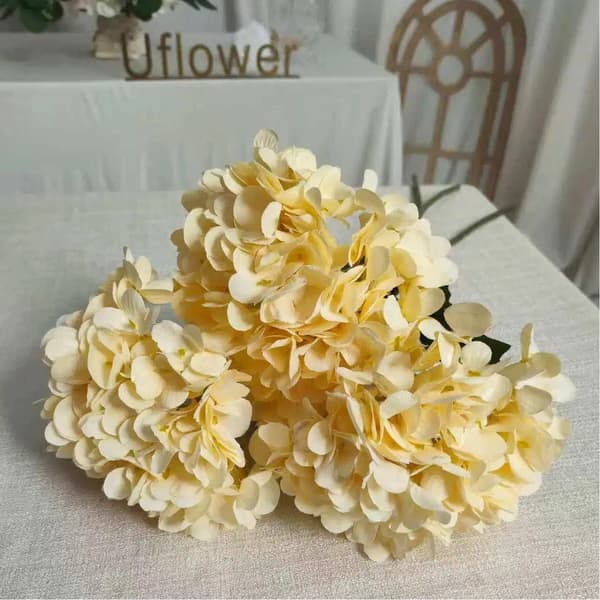 Tekokukat, Hortensia Kimppu, Sisustus,Samppanja-3PCS