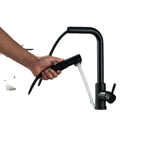 Køkkenvask, Utrækbar Spray, 360° Rotation,sort