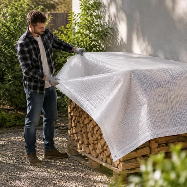 Dække Tarp, Vævet Polyethylen, Multi-Brug,Hvid