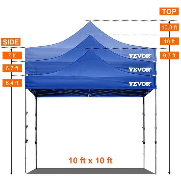 Pop Up Canopy Telt, Vandtætte Materialer, Bærbart Design, 10x10ft blå