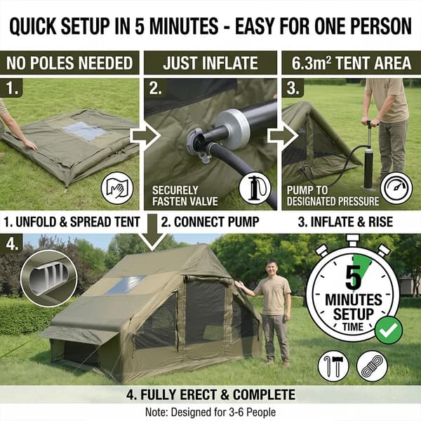 Campingtält, Snabb Automatisk Öppning, Hållbart Material,6.3M