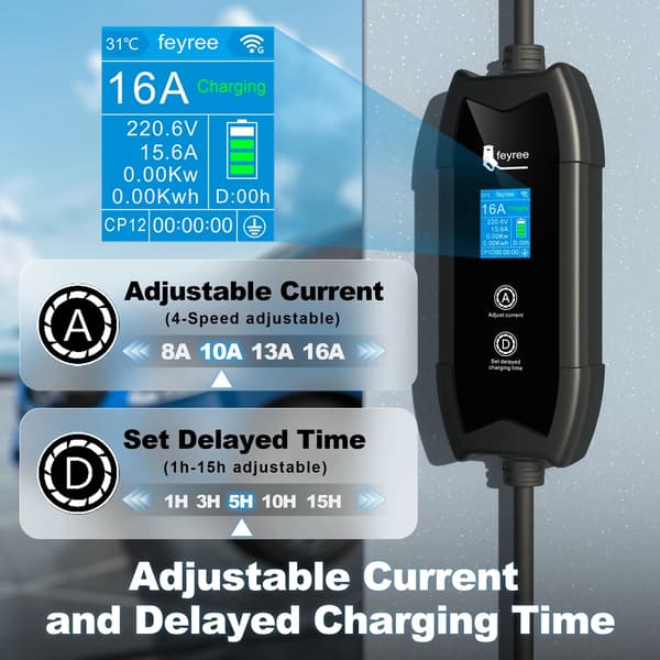 EV-laddare, Smart APP-kontroll, 16A Snabbladdning,Typ2
