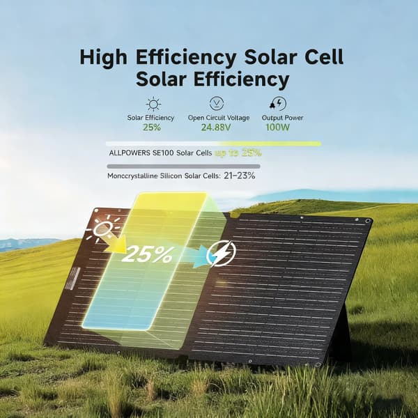 Solpanel, 100W Output, Vandtæt Design,100W