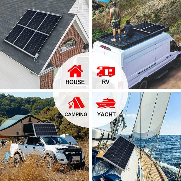 Solpanel, Høj Effektivitet, Holdbart Design,2PCS 100W