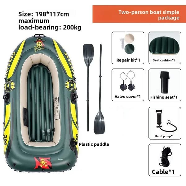 Oppustelig kajak, holdbart PVC-materiale, rummeligt design,2 Person