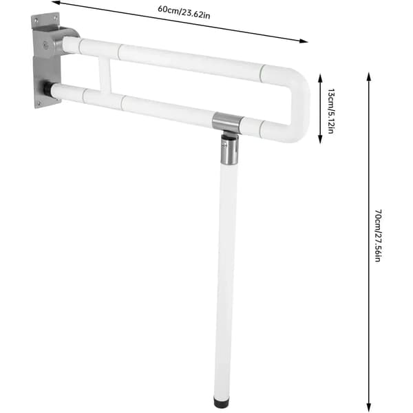 Toaletthandtag, Fällbar Design, Hög Stabilitet,Vit