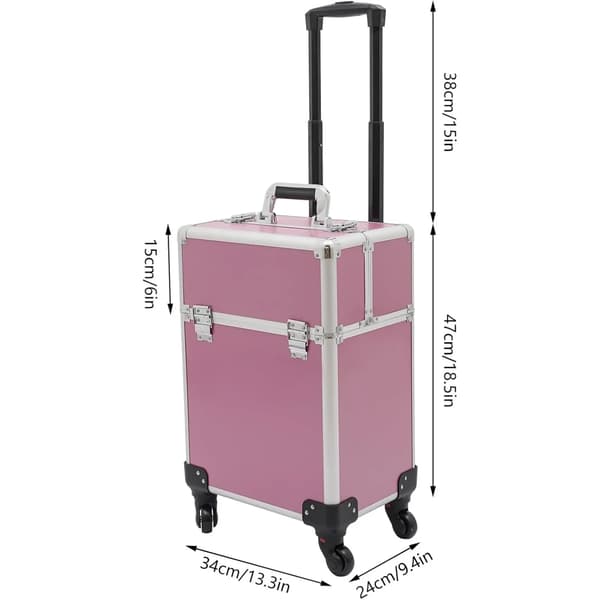 Makeup Train Case, Bærbar Opbevaring, 4 Organizer Bakker,Pink