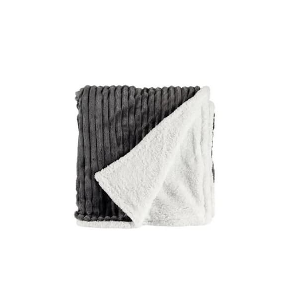Filt, Vändbar Design, Hållbart Material,Mörkgrå