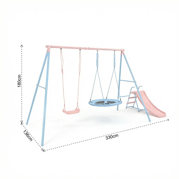 Udendørs legeplads gynge sæt, sikker design, nem montering,Blå Pink