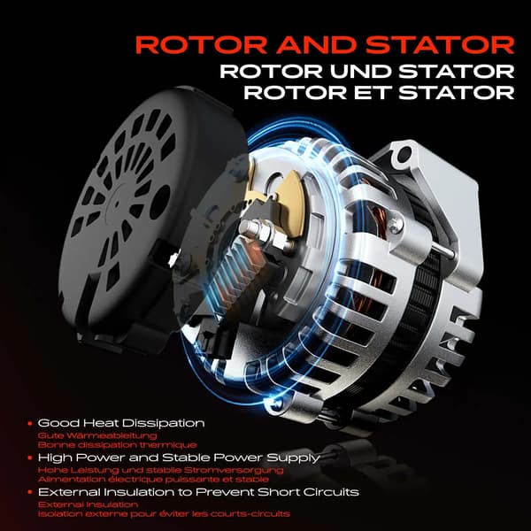 Generator, 12 V Spänning, 140 A Laddström, 49,2 mm Remskivans Diameter, 6 Spår, Direkt Montering