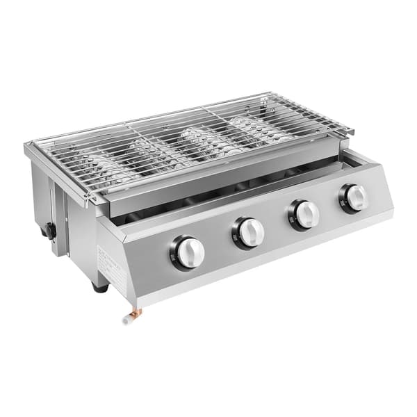 Gas Griddle, 4-Burner, Rustfrit Stål Konstruktion,Grå