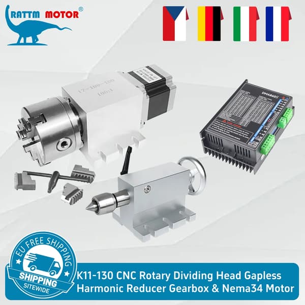 Rotary Achse, Nema34 Steppermotor, Zero Backlash,TILFØJ driver