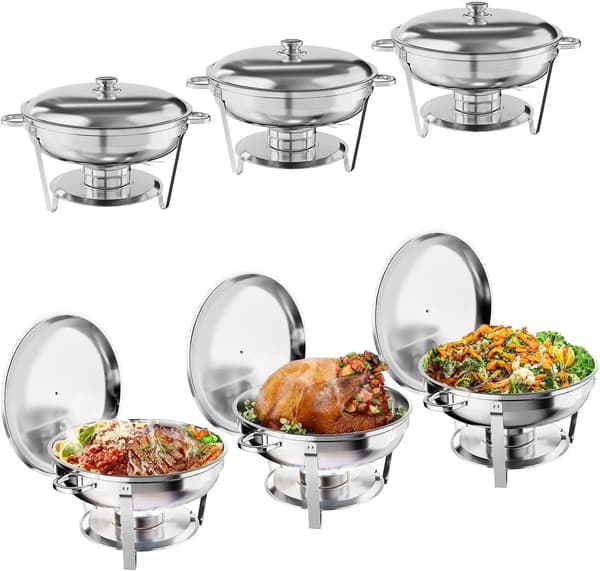 Chafing Dish Set, Rostfritt Stål, 5-Quart Kapacitet,6st
