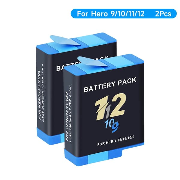 Batteri, 2000mAh kapacitet, USB-laddningsbox,2PCS Batteri